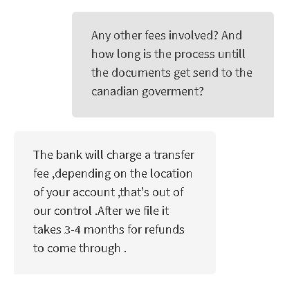 Preis Taxback für Steuererklärung Kanada Bank