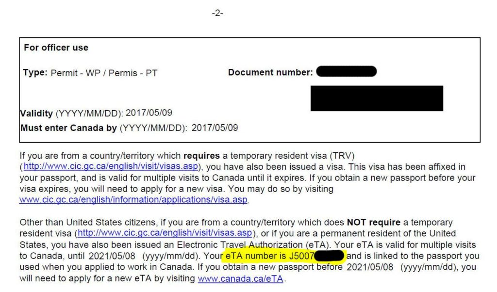 eTA Kanada auf Correspondence Letter